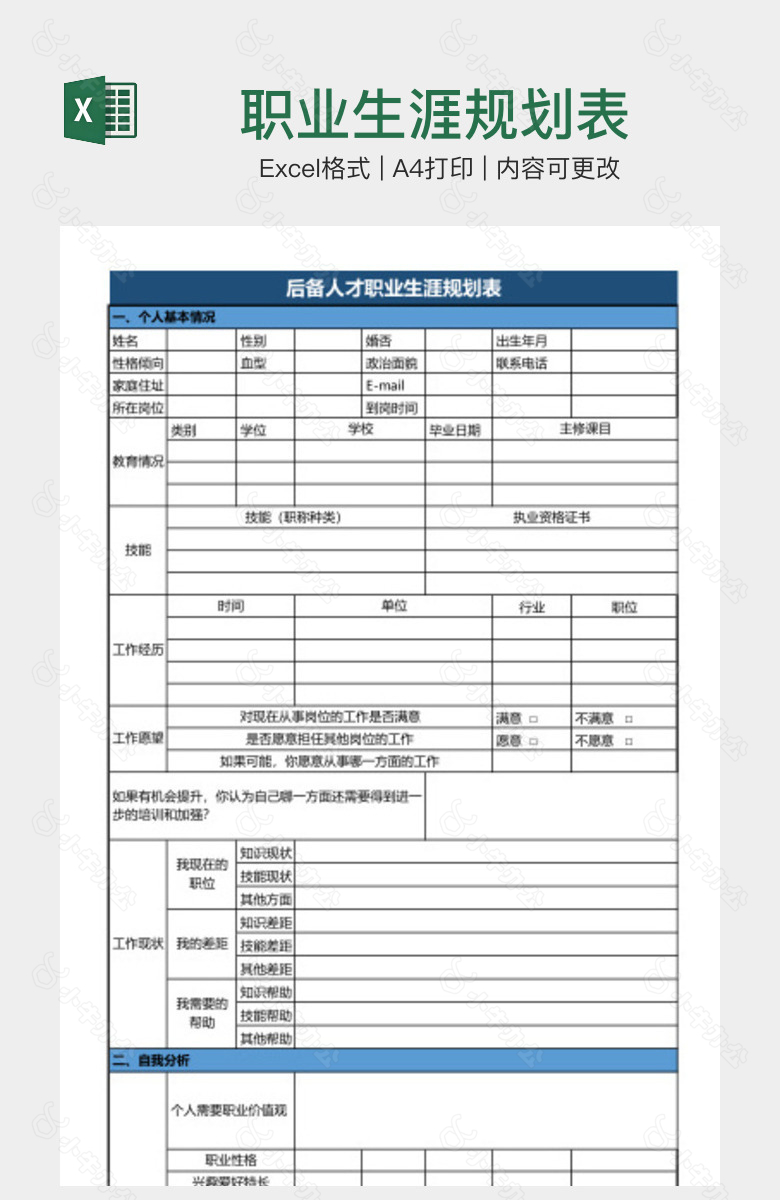 职业生涯规划表