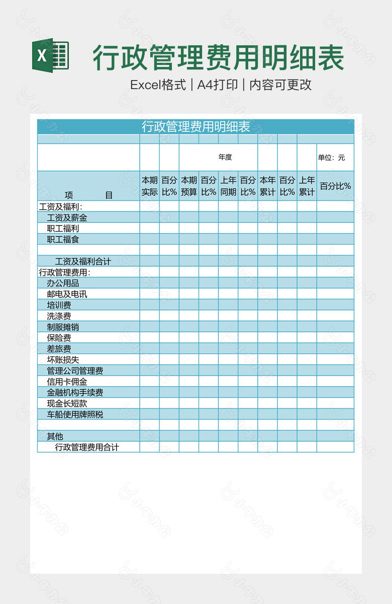 行政管理费用明细表