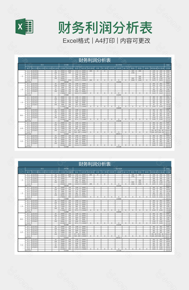 财务利润分析表