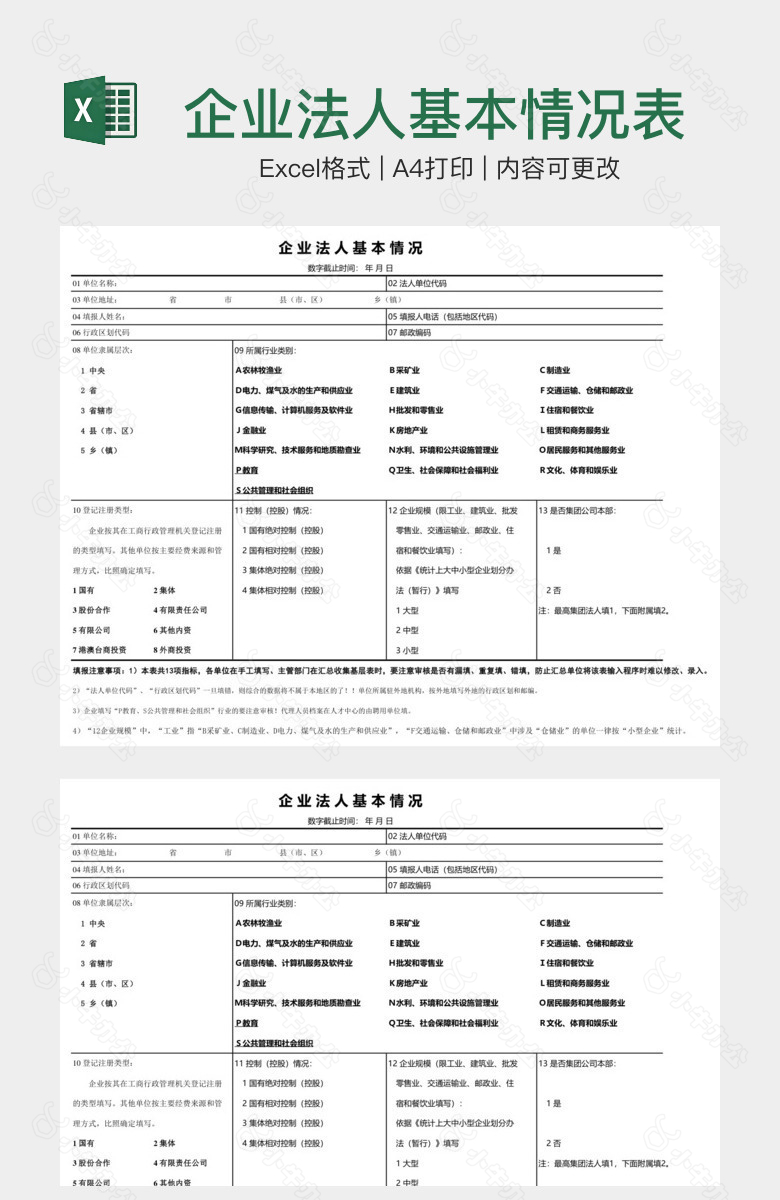 企业法人基本情况表