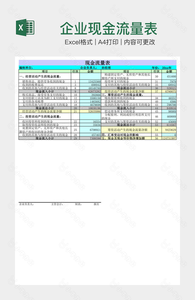 企业现金流量表