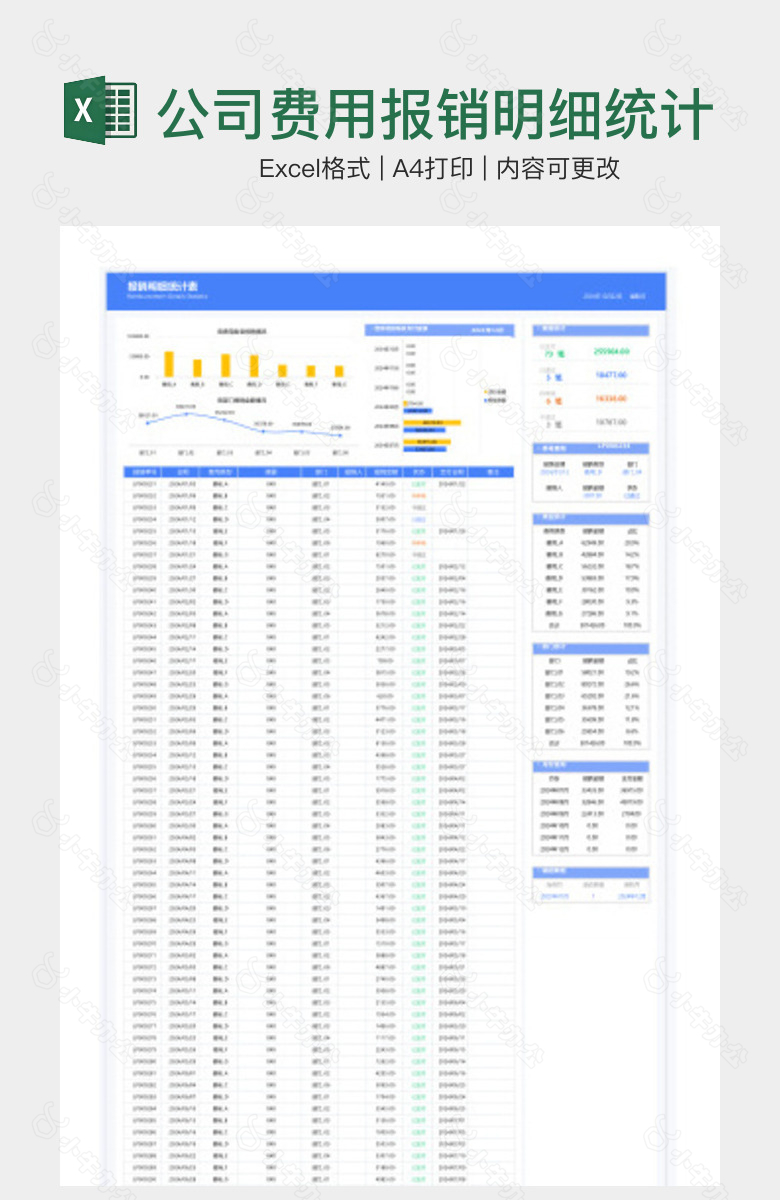 公司费用报销明细统计表