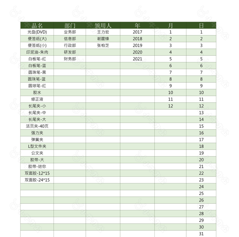 办公用品申领单no.2