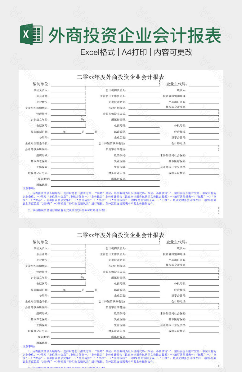 外商投资企业会计报表