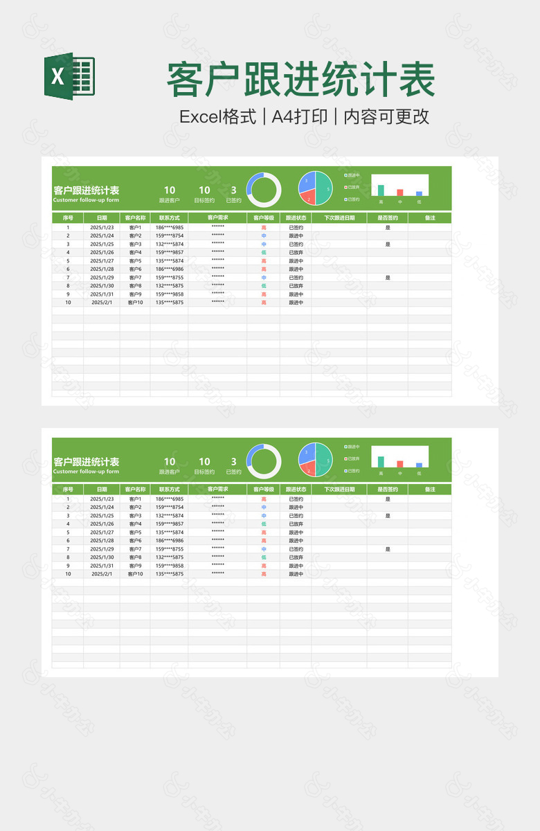 客户跟进统计表