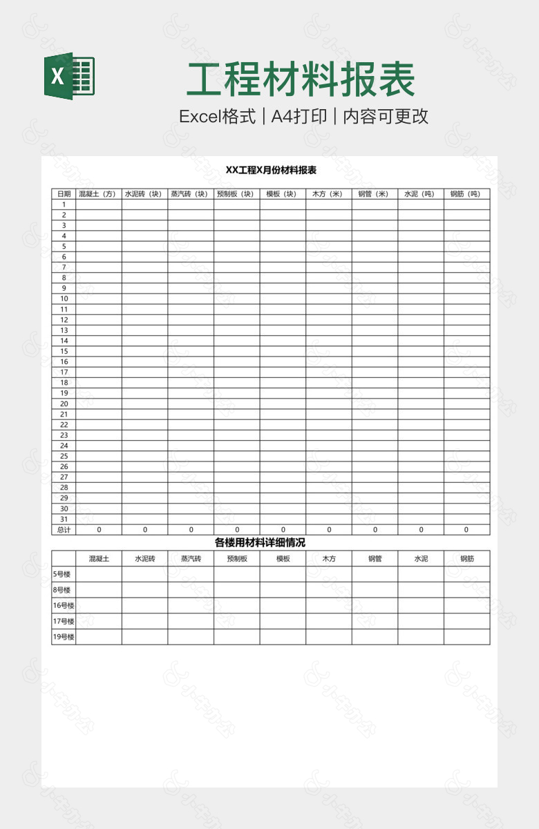 工程材料报表