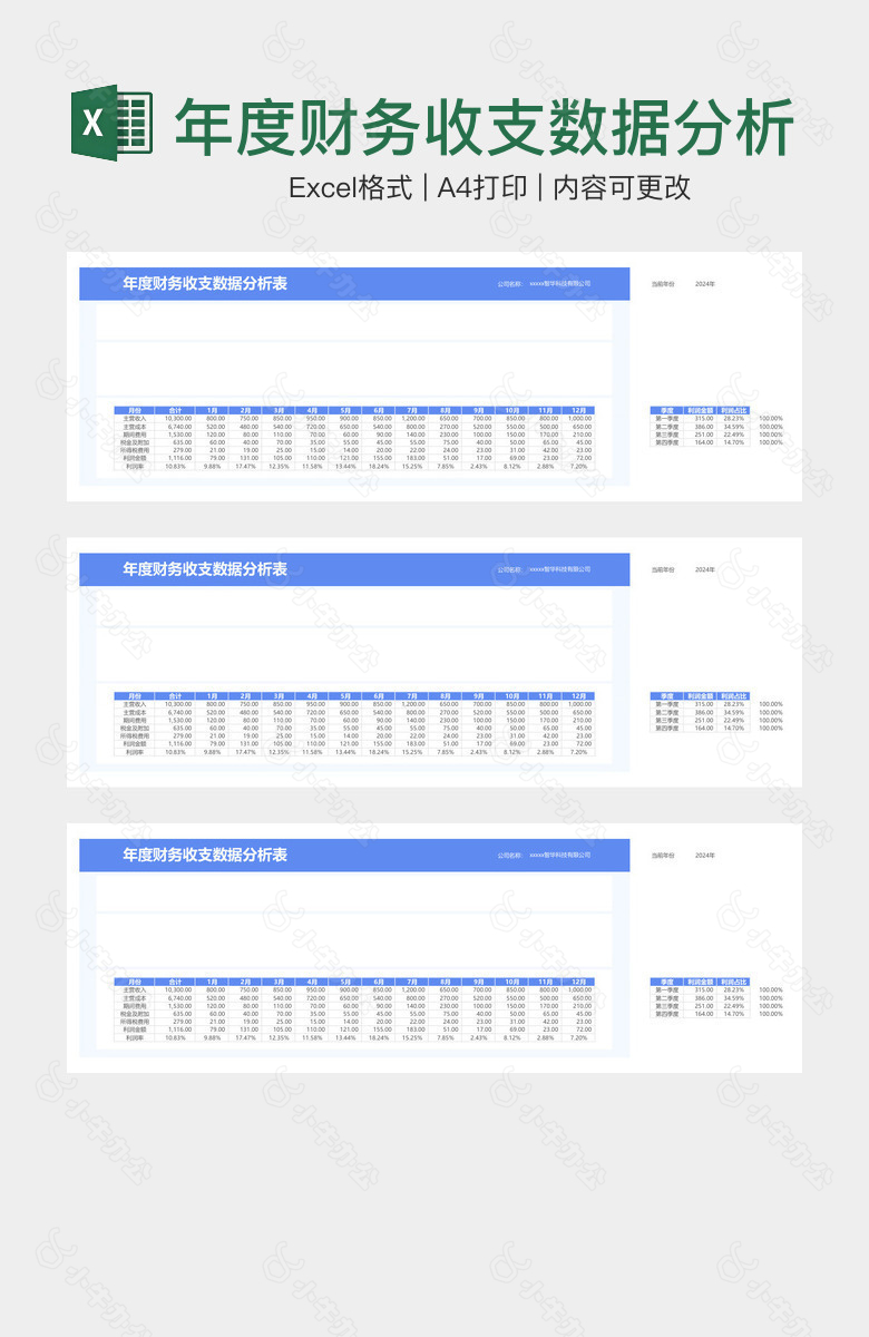 年度财务收支数据分析表