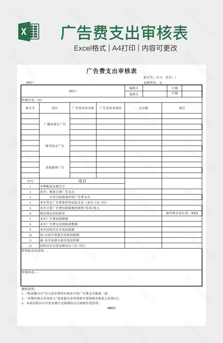 广告费支出审核表