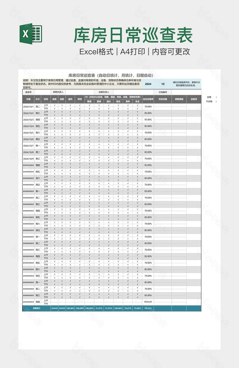 库房日常巡查表