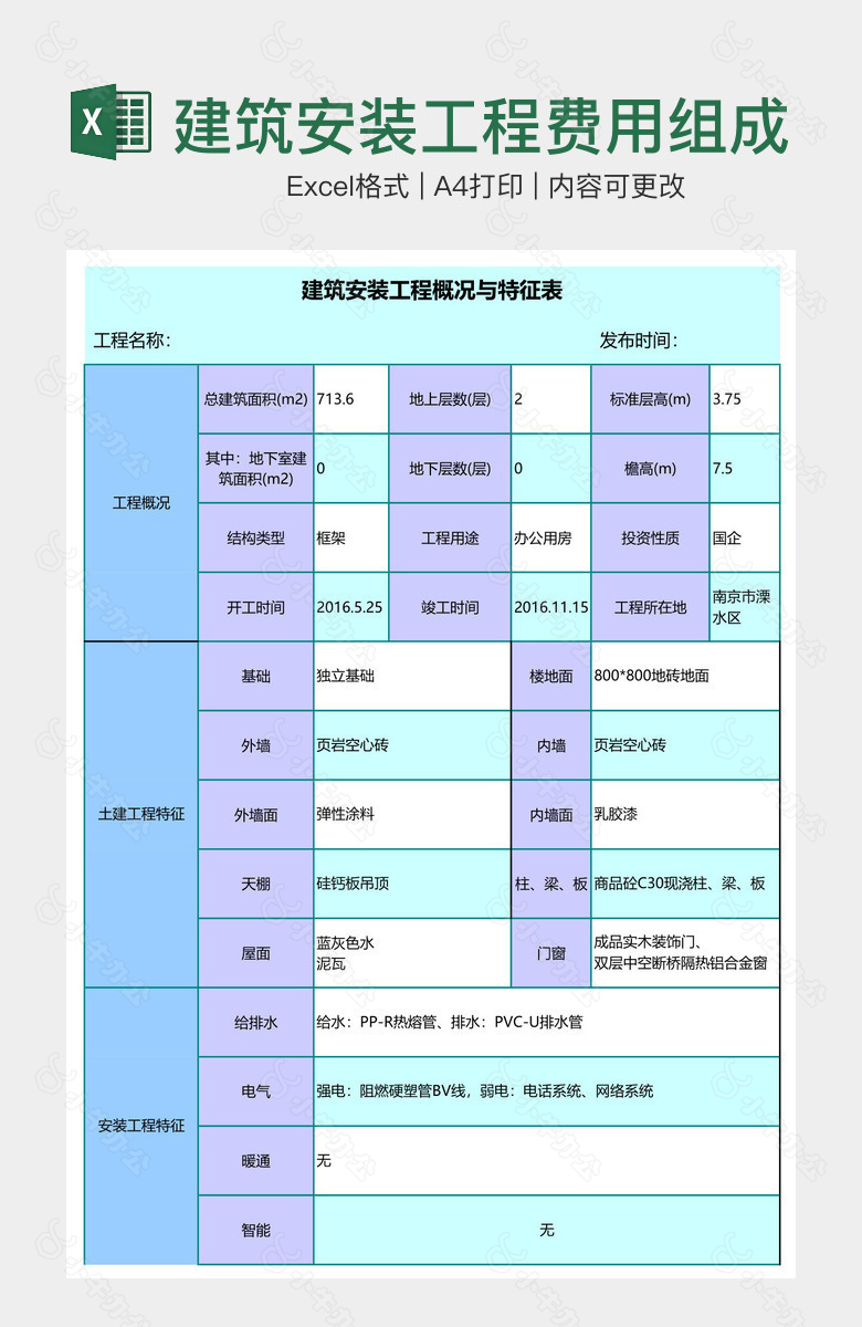 建筑安装工程费用组成分析表