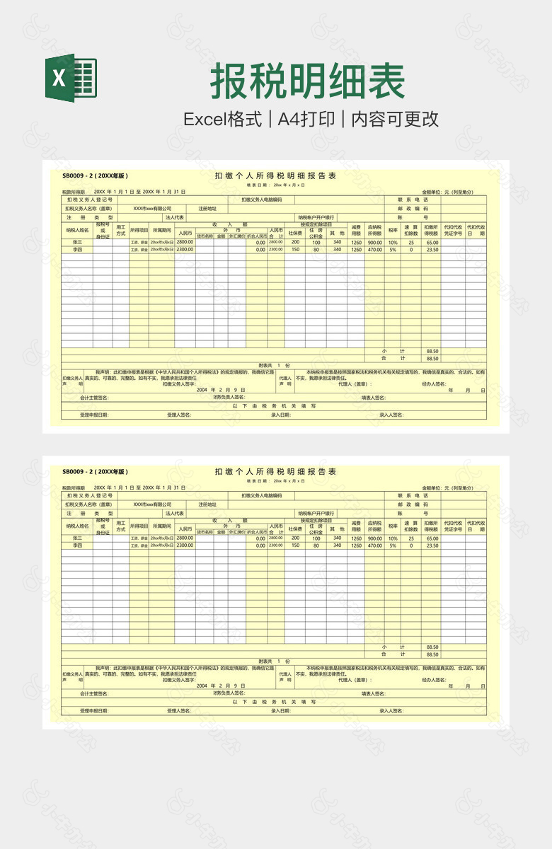报税明细表