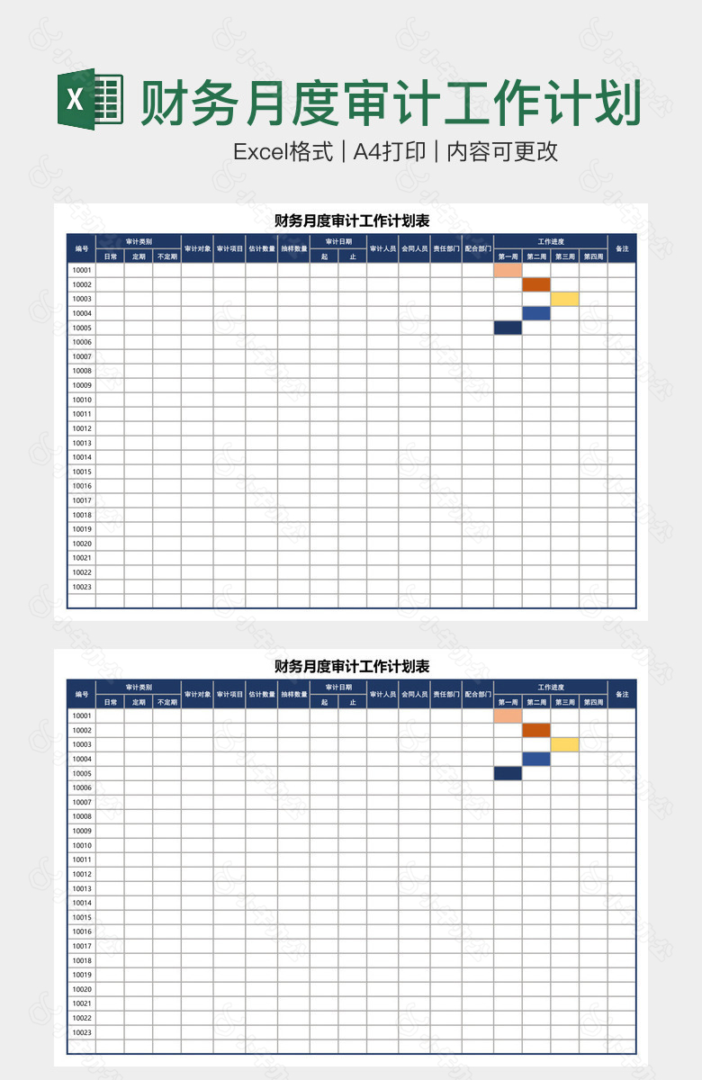 财务月度审计工作计划表
