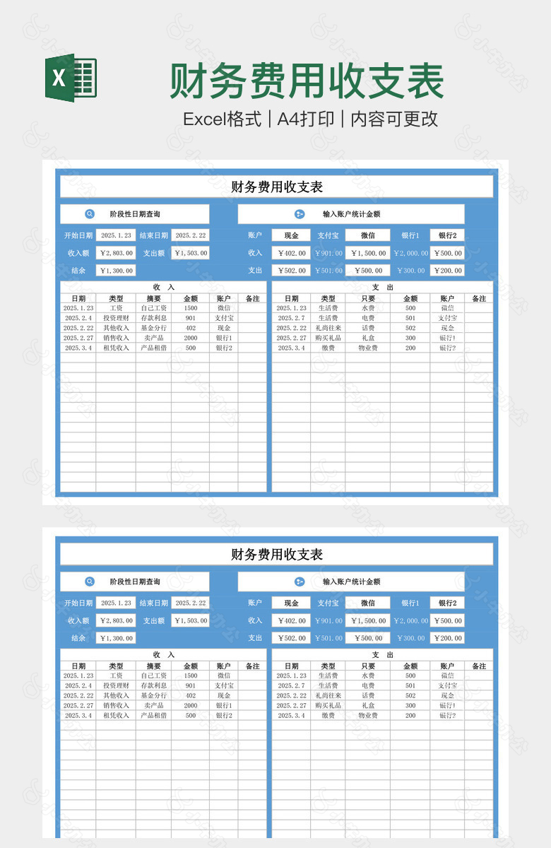 财务费用收支表