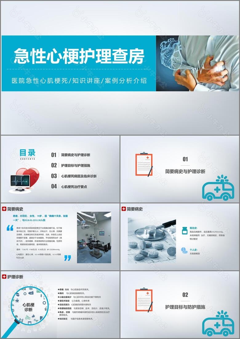 医学护理杂志风急性心肌梗塞护理查房PPT模板