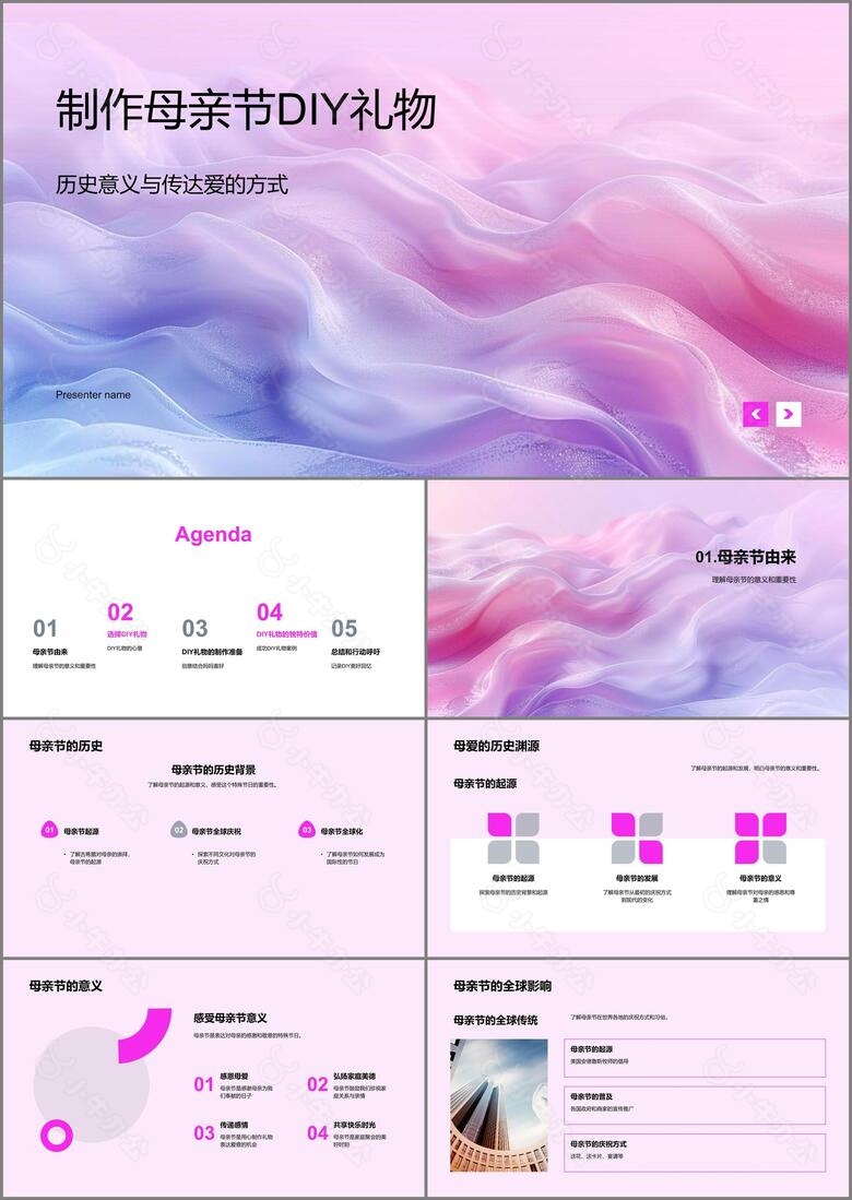 制作母亲节DIY礼物PPT模板