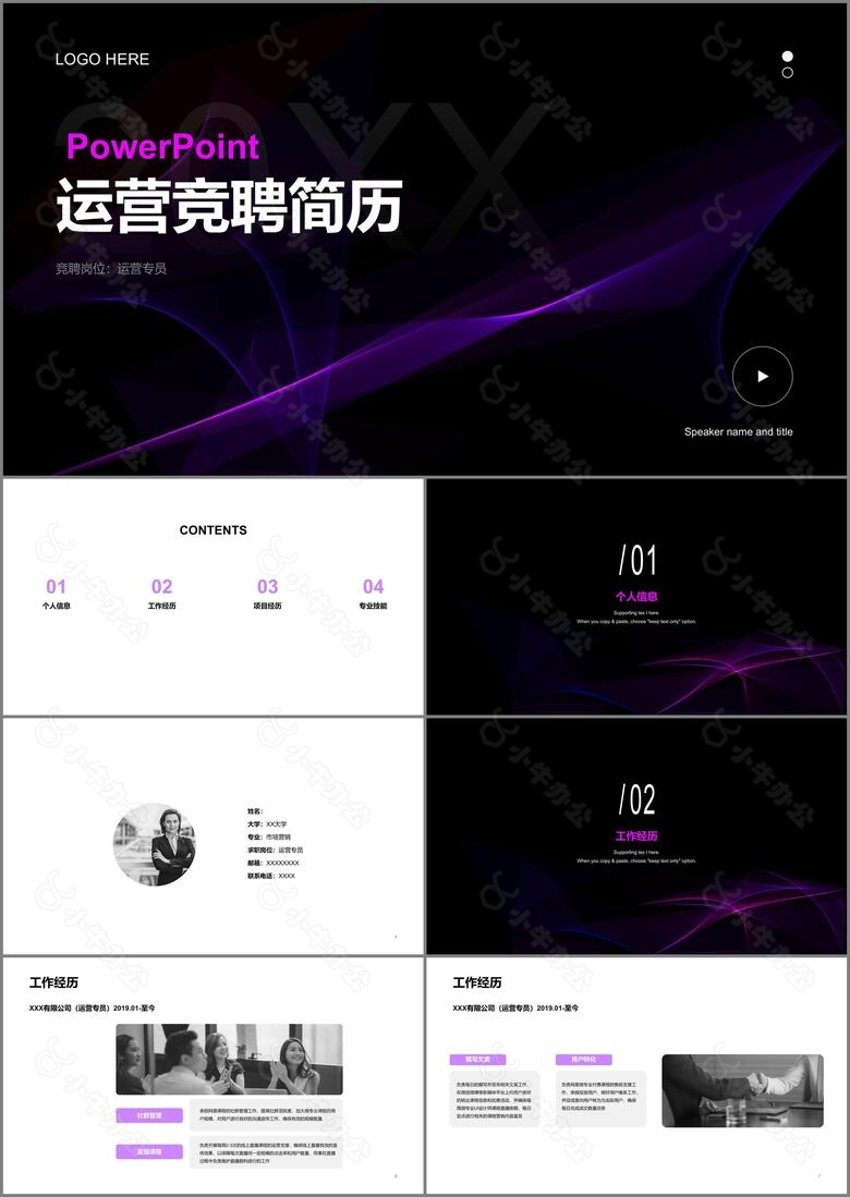 商务简约风运营竞聘简历PPT案例