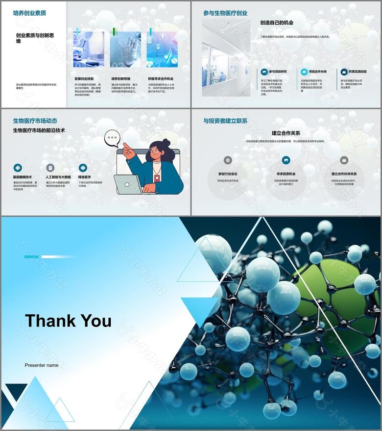 商务风生物医疗教学课件PPT模板no.4