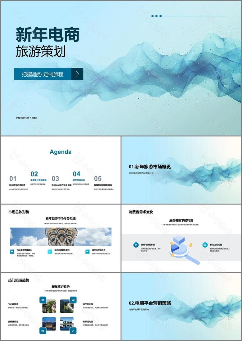 新年电商旅游策划PPT模板