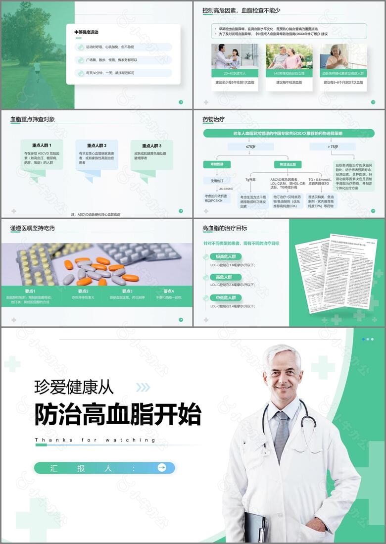 浅绿色医疗风患者高血脂教育PPT模板no.4