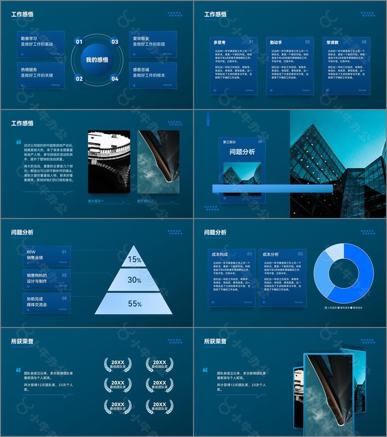 深蓝色简约年度工作汇报PPT模板no.2