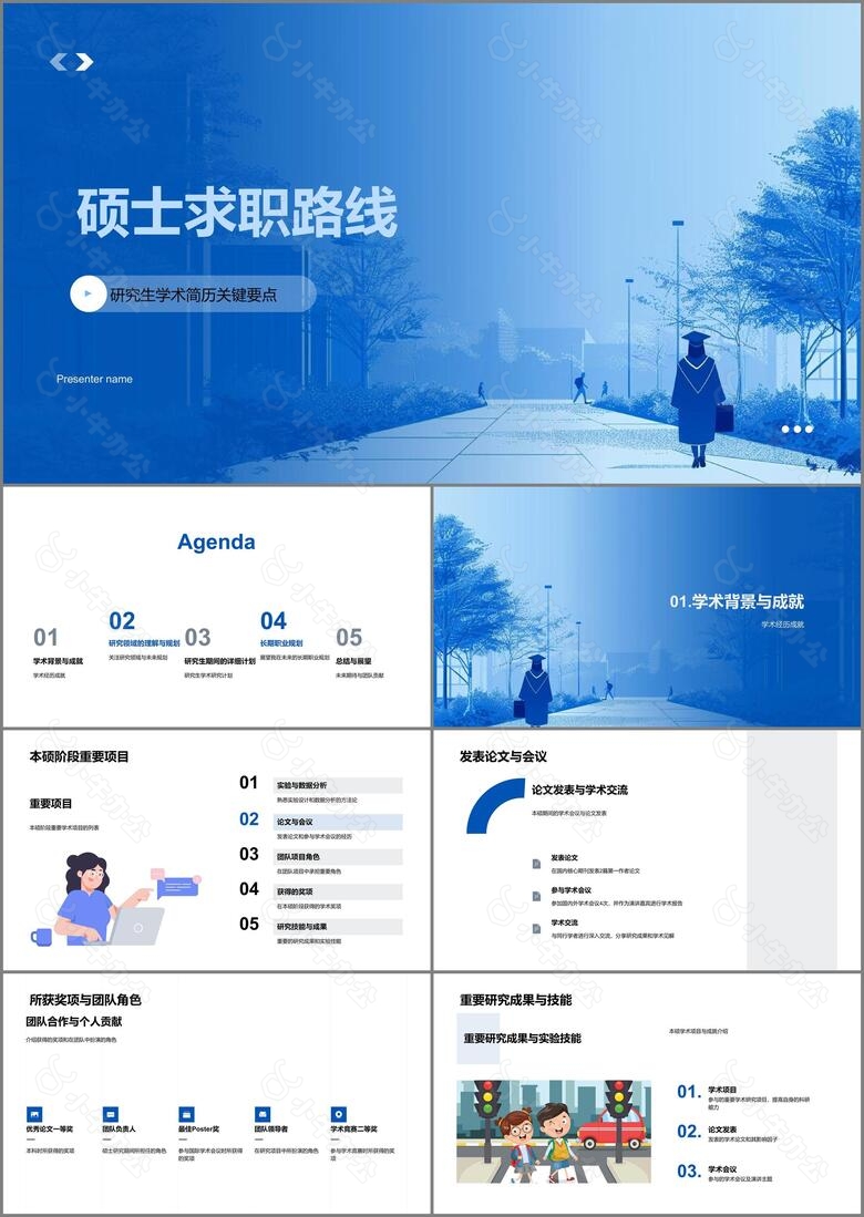 硕士求职路线PPT模板