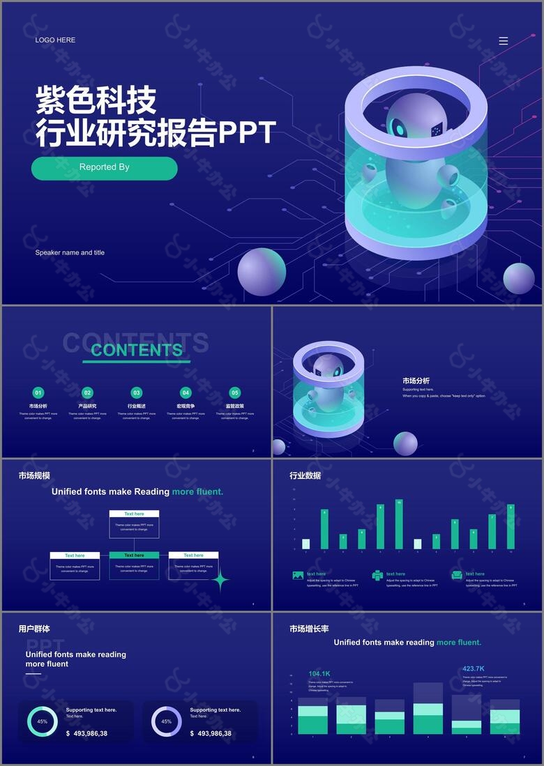 紫色简约25dIT互联网研究报告案例