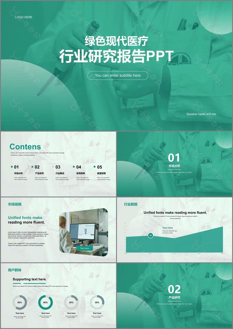 绿色现代医疗行业研究报告PPT案例