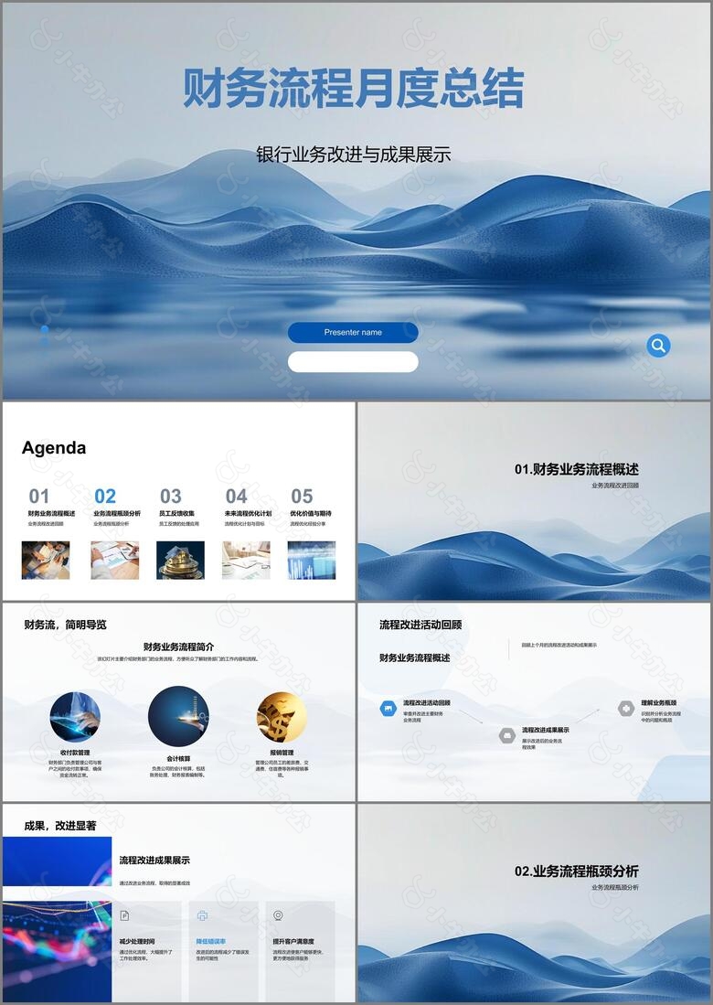 财务流程月度总结PPT模板