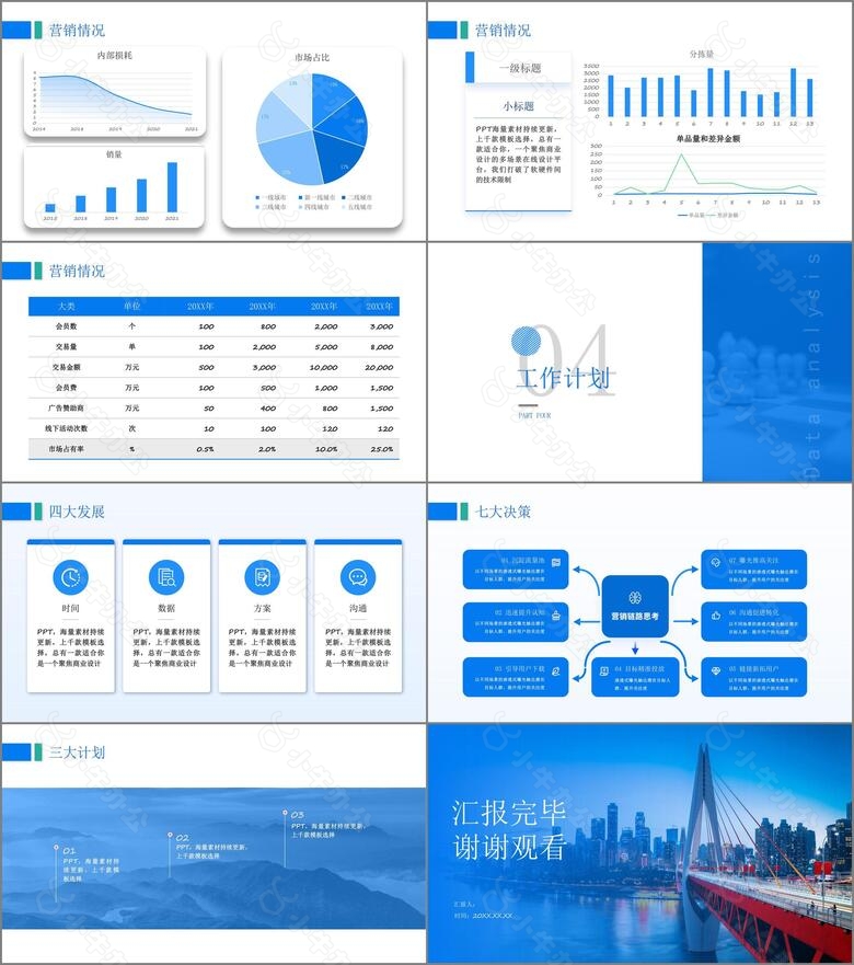 蓝色商务年终总结汇报PPT模板no.3