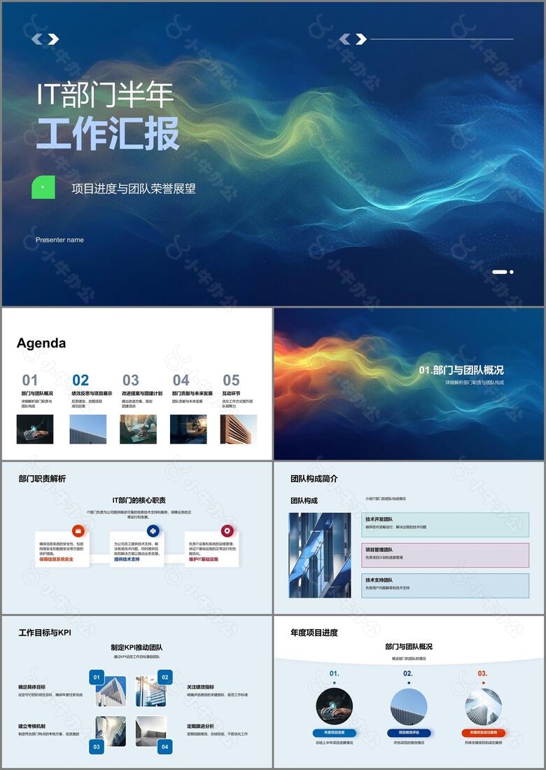 IT部门半年工作汇报PPT模板