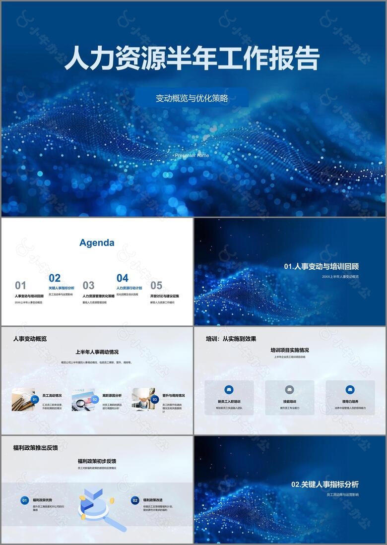 人力资源半年工作报告PPT模板