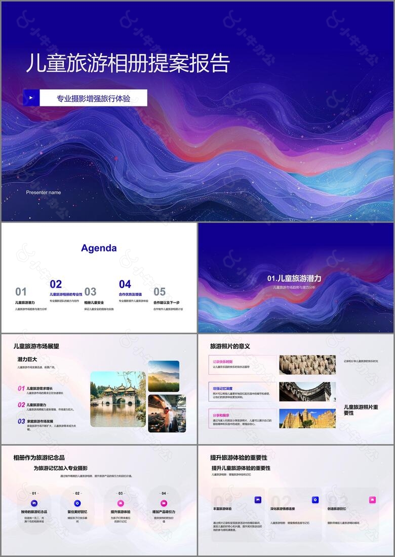 儿童旅游相册提案报告PPT模板