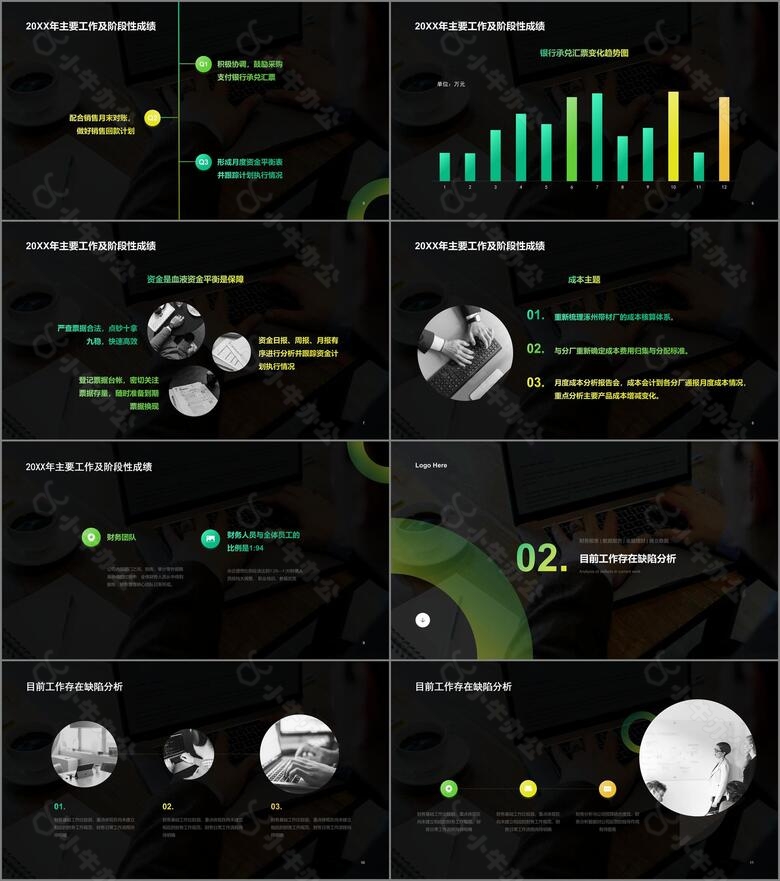 绿色商务财务部工作总结PPT案例模板no.2