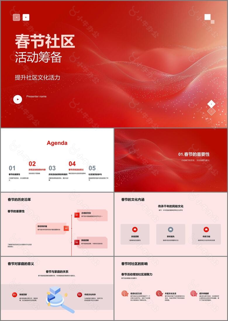 春节社区活动筹备PPT模板