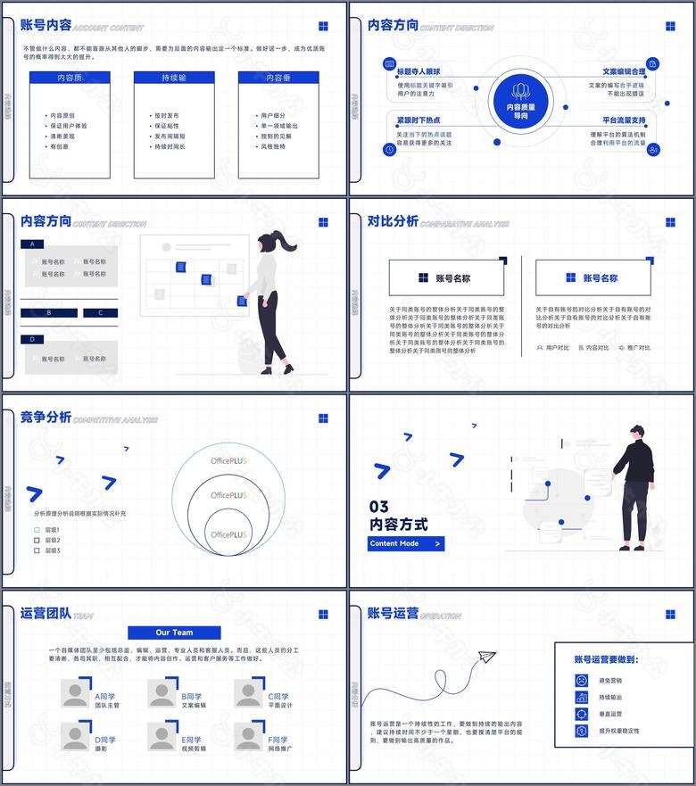 简约扁平蓝色自媒体运营培训PPT模板no.2