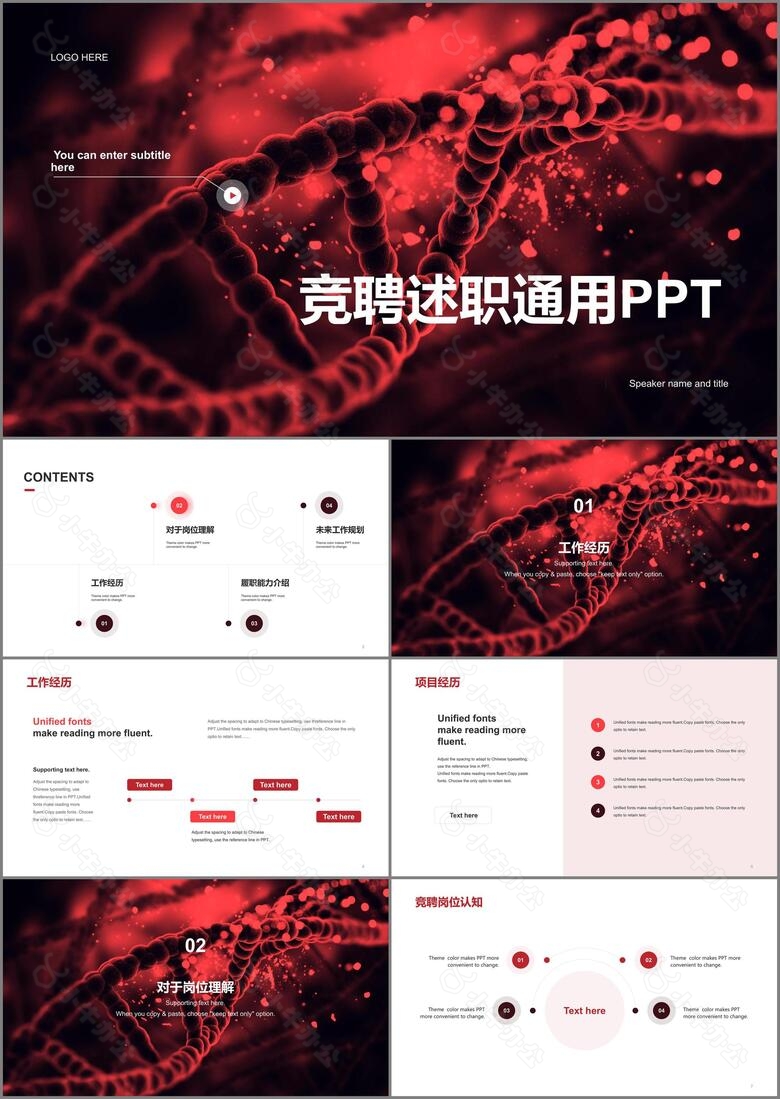 红色商务生物医疗竞聘述职PPT案例