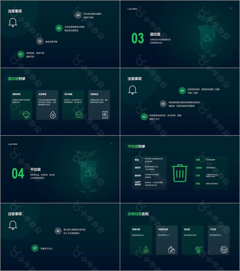 绿色环保科技垃圾分类投放指南PPT案例no.2