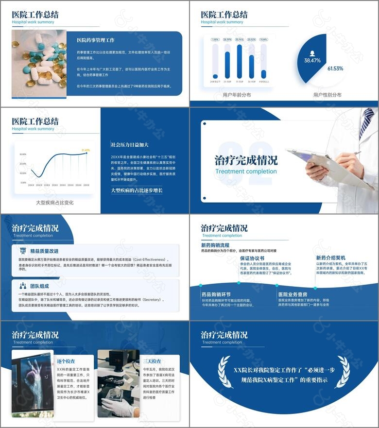 蓝色医疗行业工作汇报 PPT 模板no.2