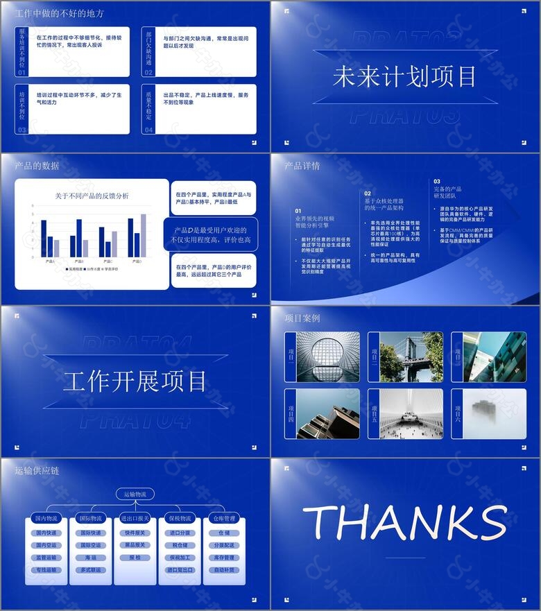 蓝色商务工作汇报模版no.2