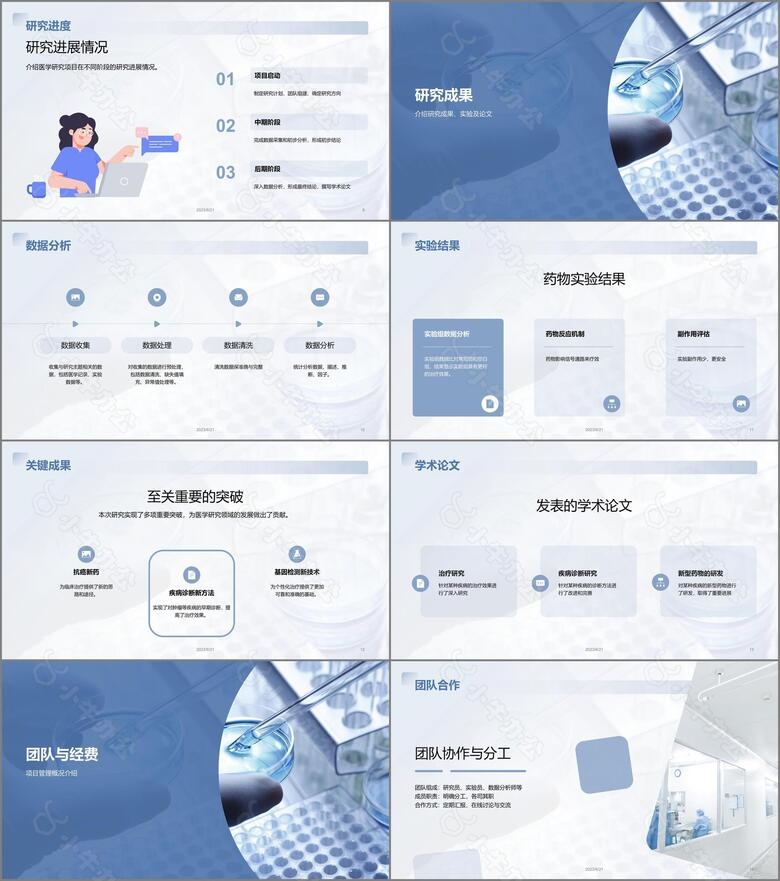 蓝色商务现代医学研究项目总结PPT模板no.2