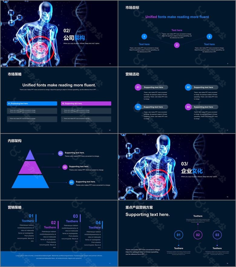 蓝色商务现代生物医疗市场营销PPT案例no.2