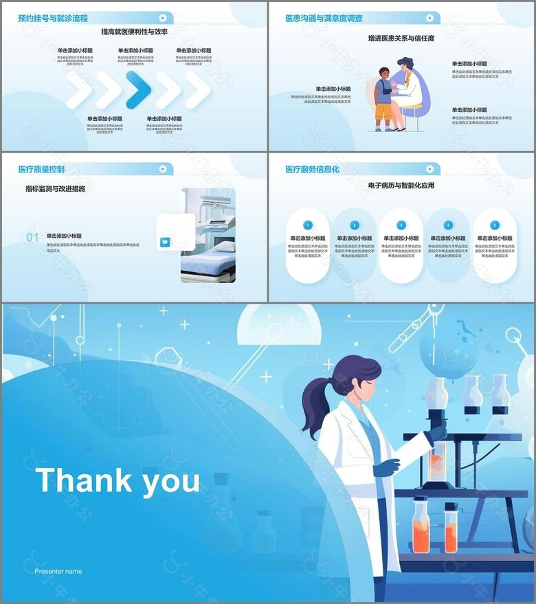 蓝色插画风医生工作总结汇报PPT模板no.3