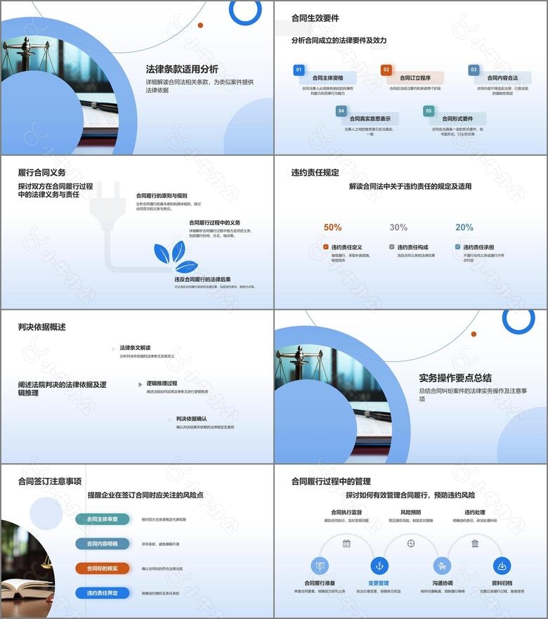 蓝色渐变法律案例分析PPT模板no.2