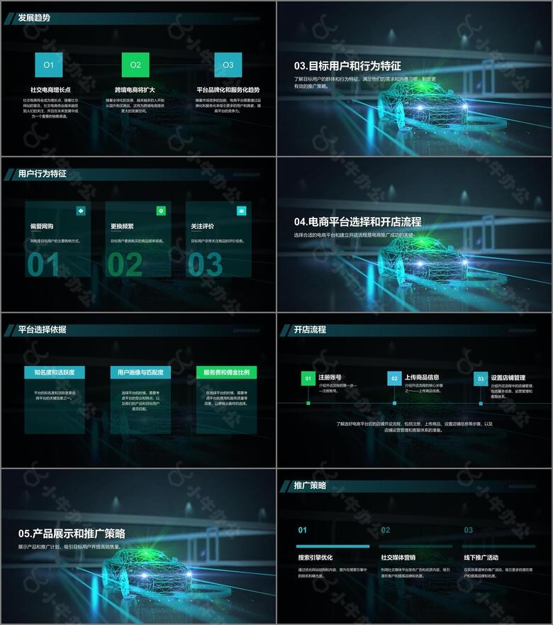 蓝色电商汽车科技推广计划PPT模板no.2