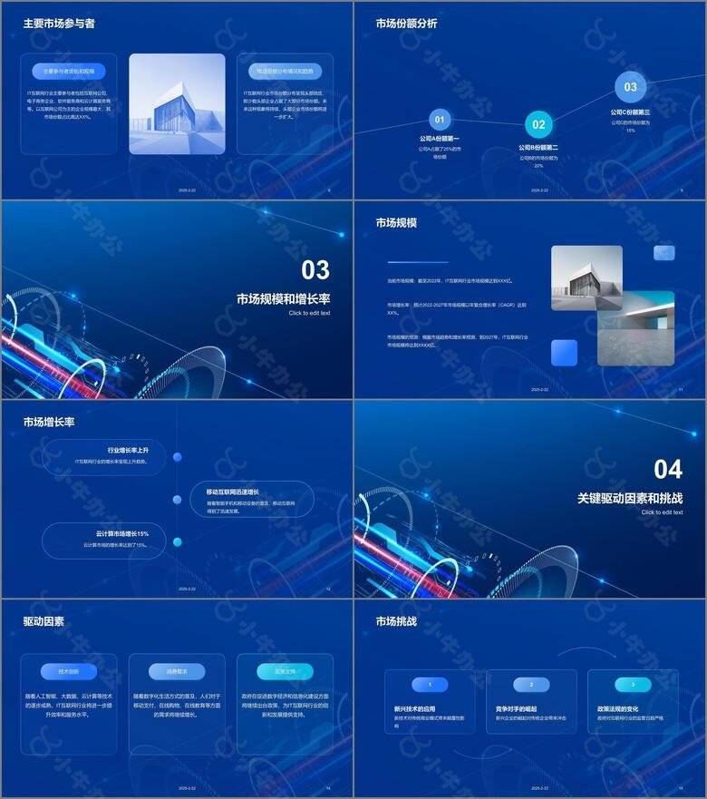 蓝色科技智能互联网行业分析报告PPT模板no.2