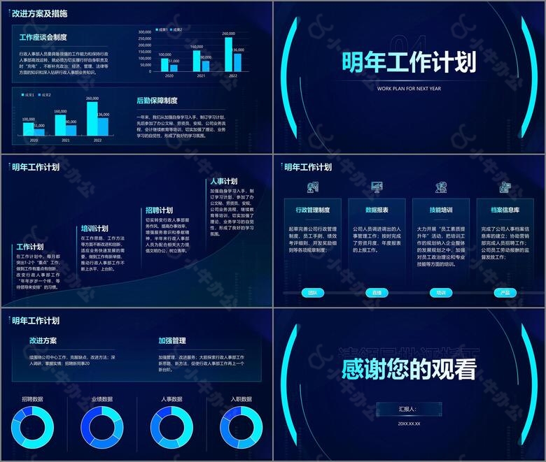 蓝色科技行业年终总结PPT模板no.3