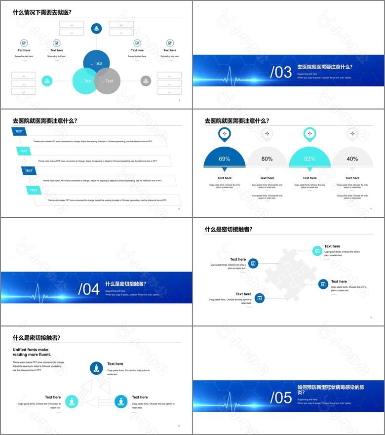 蓝色简约医疗健康工作总结PPT案例no.2