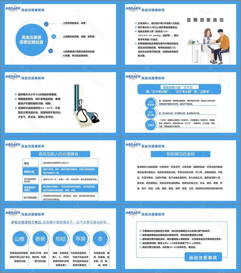 蓝色简约风10月8日全国高血压日宣传介绍PPTno.3