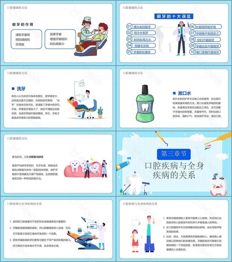 创意卡通可爱全国爱牙日PPT模板no.2