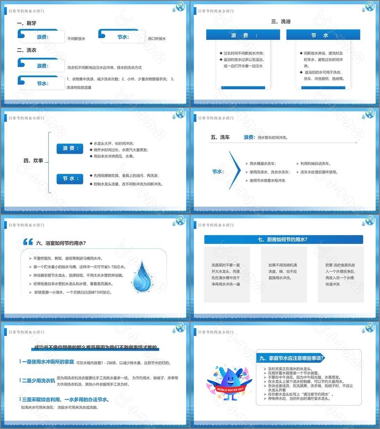 简约蓝色卡通风世界水日no.3